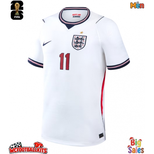England Marcus Rashford #11 Replica Home Stadium Shirt World Cup 2026 Short Sleeve